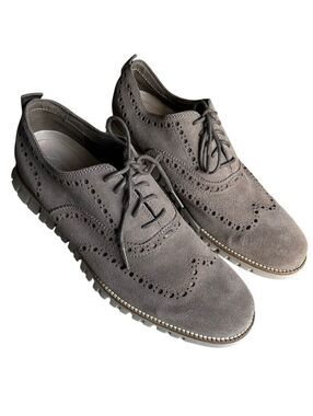 Cole Haan Zero Grand OS My 7.5 Lightweight Leather Gray Beige Oxford Wingtip